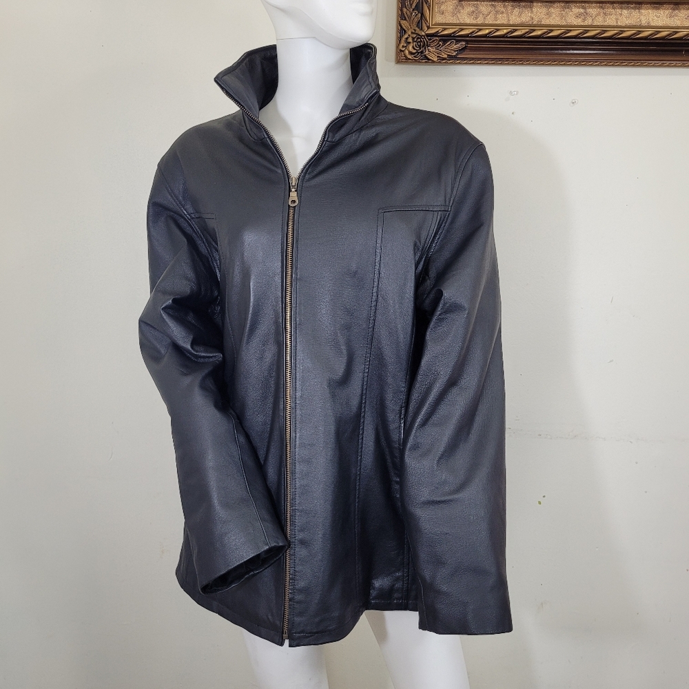 Kc collection black leather jacket size XL - Picture 2 of 10